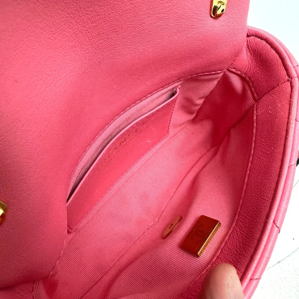 CHANEL MINI RECTANGULAR FLAP BAG PINK LAMBSKIN GHW - Picture 8 of 11